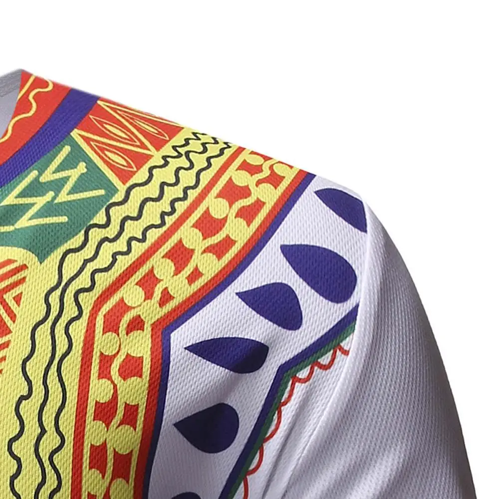 Мужская одежда в африканском стиле Fadzeco Dashiki топы с короткими рукавами и