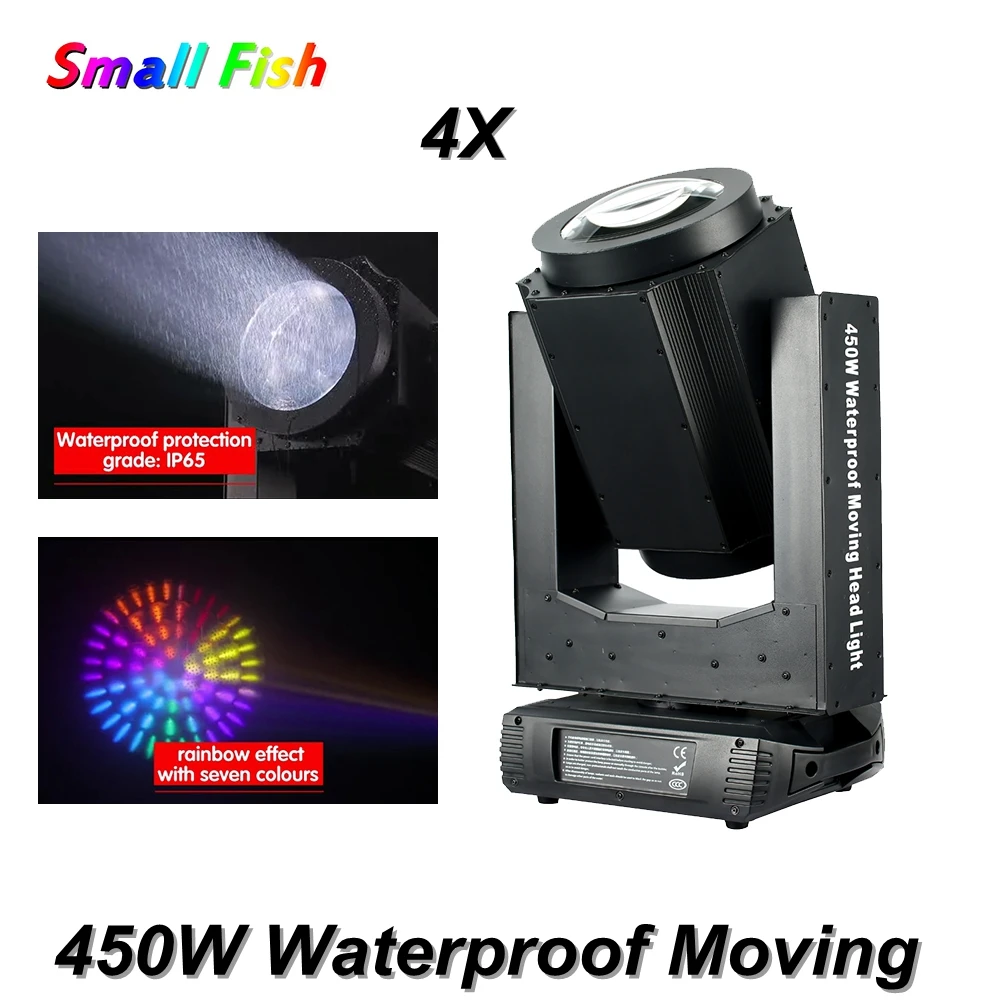 Koop 4 Stks/partij 450 W Waterdichte Moving Head Lihgt DMX512 14 Kleuren 17 Patronen Kleur Muziek Lichten DJ Disco Party Bruiloft Club Bar Licht