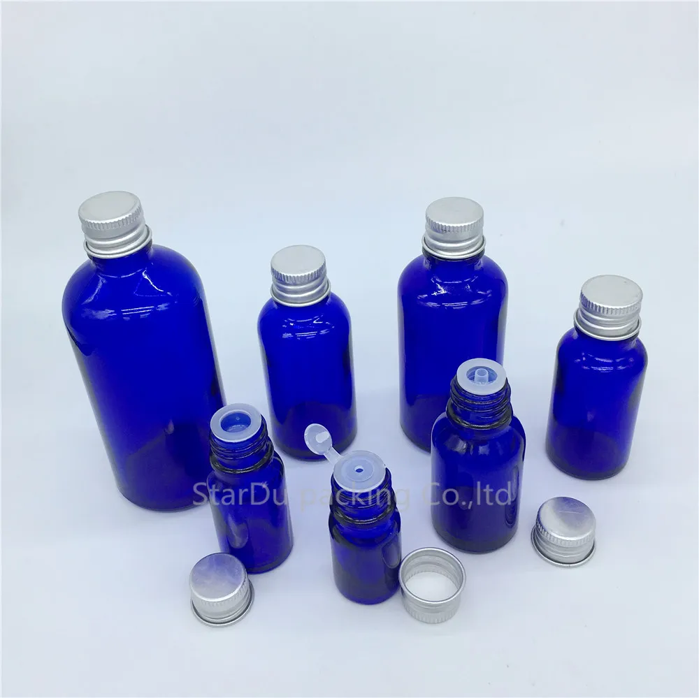 5ml 10ml 15ml 20ml 30ML 50ml 100ml Blue Glass Bottle Essential Oil With Aluminum Cover Perfume Bottles | Красота и здоровье