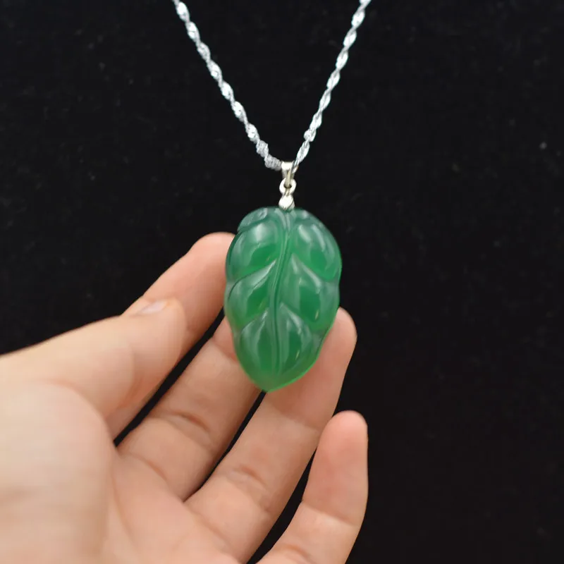 Женское ожерелье с подвеской из нефрита кулон натурального зеленого халцедона в
