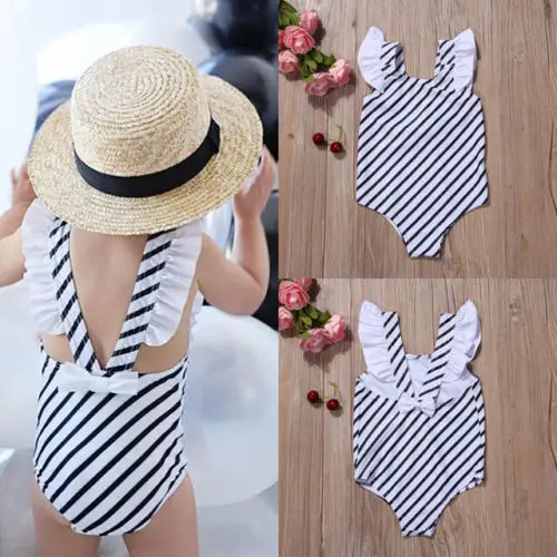 2018 новый летний детский комбинезон принцессы в полоску с оборками для маленьких