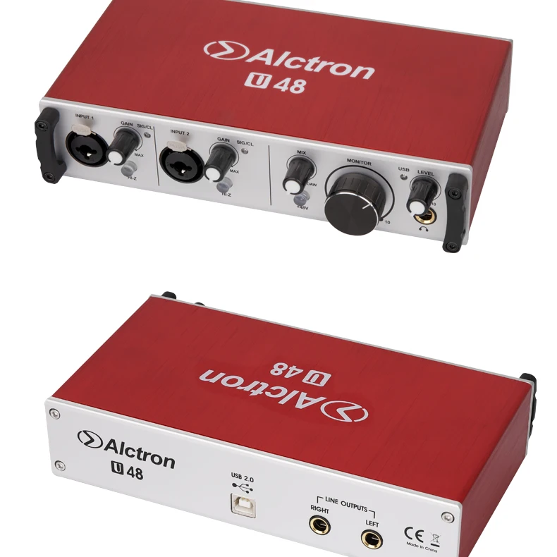 Alctron U48 двухканальный USB внешняя звуковая карта преобразования сигнала plug and play используется в прямой трансляции, студийной записи