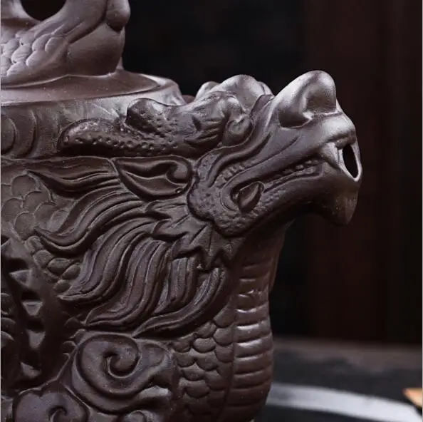 2021 Hot Sale Authentic Yixing Big Capacity 530ml &amp 210ml Purple Clay Teapot Dragon And Phoenix Teaset Kettle KungFu | Дом и сад