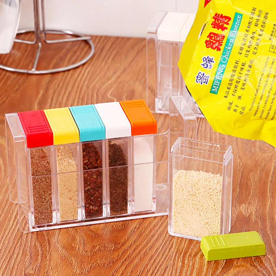 6 шт./компл. Набор банок для специй бутылка приправ прозрачная цветная крышка