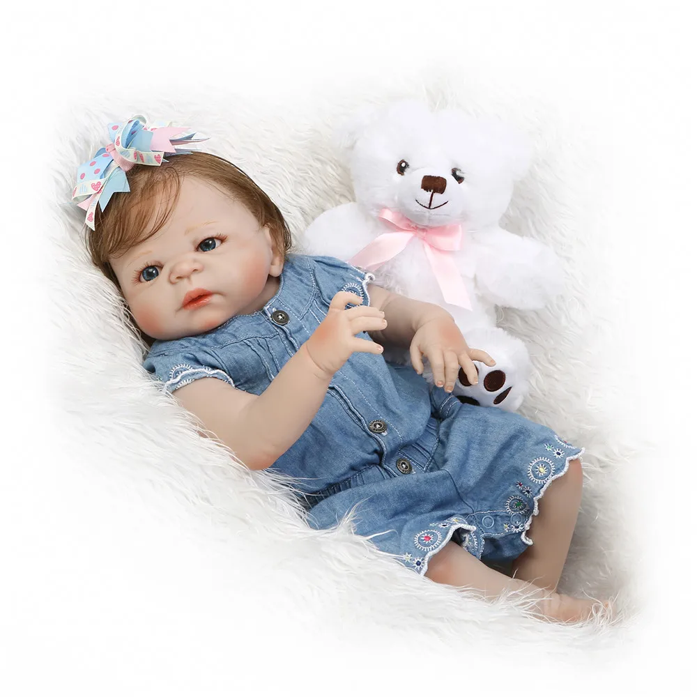 

22" full silicone reborn baby dolls realistic bebe girl reborn bonecas NPK born babies dolls for children xmas gift brinquedos