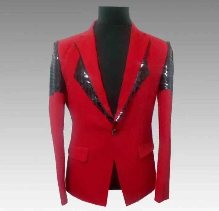 sequins blazer men suits designs jacket mens stage costumes red singers clothes dance star style dress punk rock masculino homme