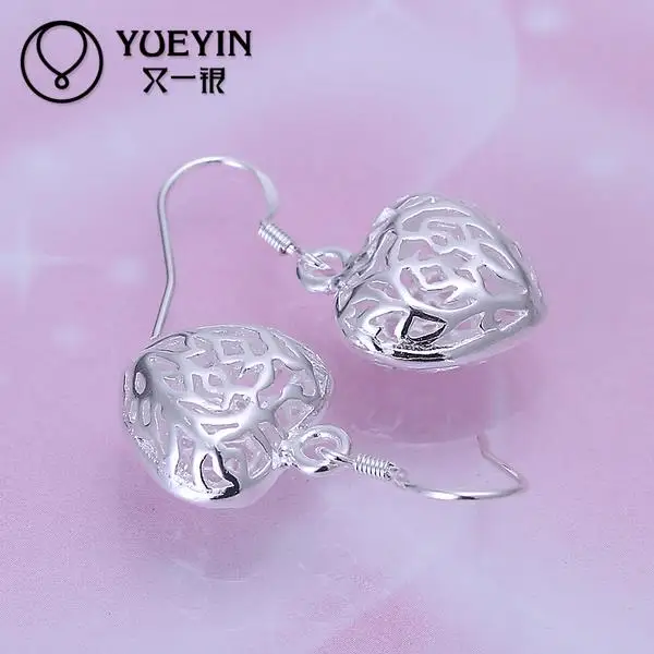 Серьги в форме сердца оптовая продажа посеребренные длинные висячие серьги для