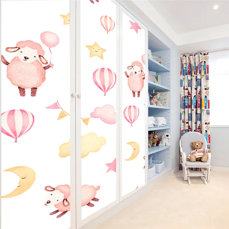 Sweet Warm Pink Sheep Balloon Wall Sticker Nordic Style Children House Decorative Wallpaper Self-adhesive Wardrobe Surface Decor | Дом и сад