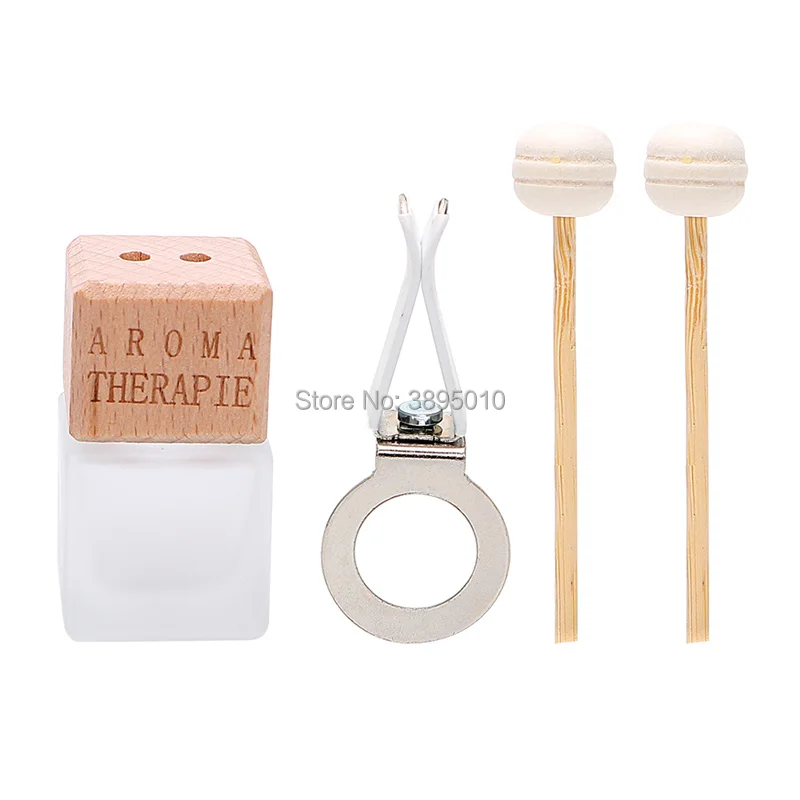 100Pcs 8ml Clear Glass Car Air Freshener Perfume Clip Diffuser Empty Essential Oil Vials Bottles Vent Outlet With Wooden Cap | Красота и