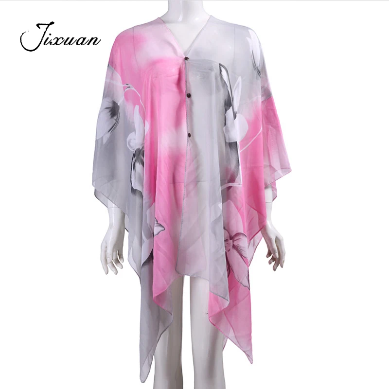 4 одежда Лидер продаж новый летний пляжный солнцезащитный крем Шифон с цветочным