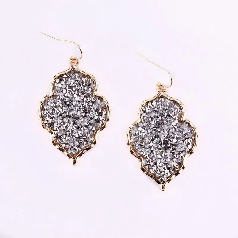E3617 Gold Clear ZWPON, марокканские серьги с кристаллами из смолы, черное сердце для женщин, модные золотые ювелирные серьги - Окраска металла: E3617 Gold Clear