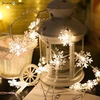 Гирлянда с цветами в виде снежинок на солнечной батарее, водонепроницаемая наружная Гирлянда для украшения дома и сада, рождественское праздничное украшение