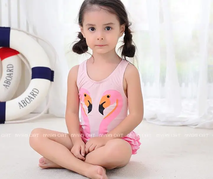 Summer Baby Girls Black Pinks Swans Swimwear+hat 2pcs Sets Swimming Suit Infant Toddler Kids SPA Beach Bathing Clothing Retail |