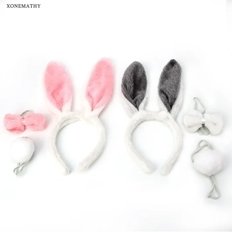 Милый ободок с заячьими ушами и хвостом для девочек кроликом костюм дня