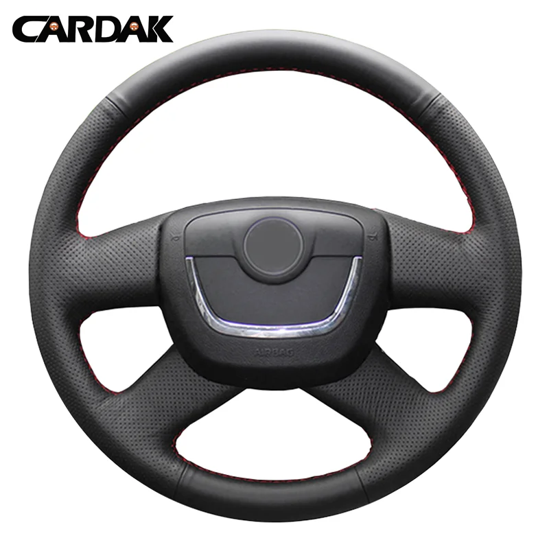 CARDAK черная кожаная крышка рулевого колеса для Skoda Octavia Superb 2012 Шкода фабия Octavia a 5 a5 2012 2013 Yeti 2009-2013