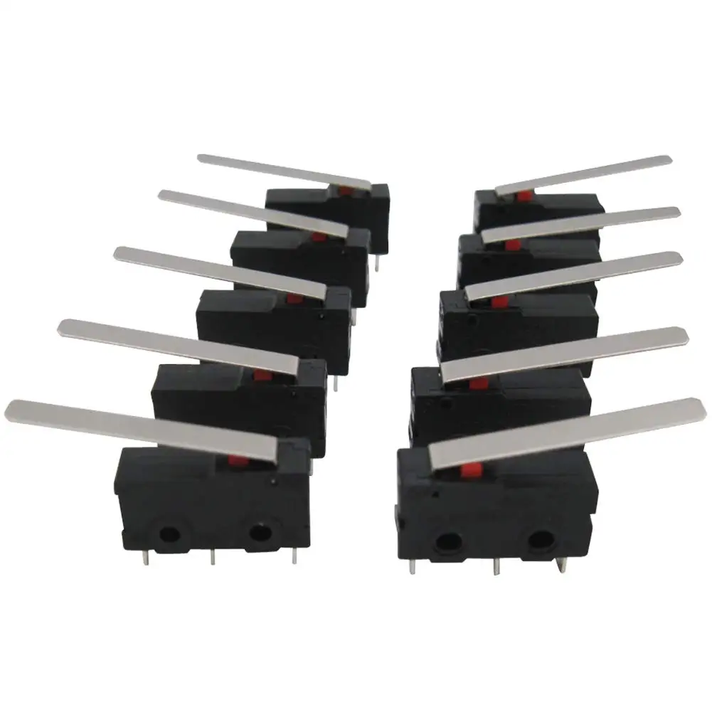 10 шт. 5A 125 250 В AC SPDT 1NO 1NC длинный концевой выключатель с прямым рычагом на шарнире