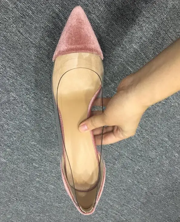 as picture Женские низкие Туфли-лодочки офисные туфли-лодочки с острым носком из прозрачного желеобразного ПВХ-материала на высоком каблуке 12 см в стиле пэчворк; женские туфли на шпильке в деловом стиле - Цвет: as picture