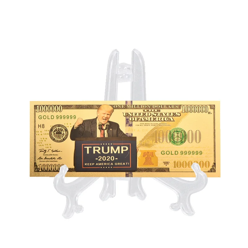 2020 памятный значок Дональда Трампа миллион долларовая Золотая банкнота 24K