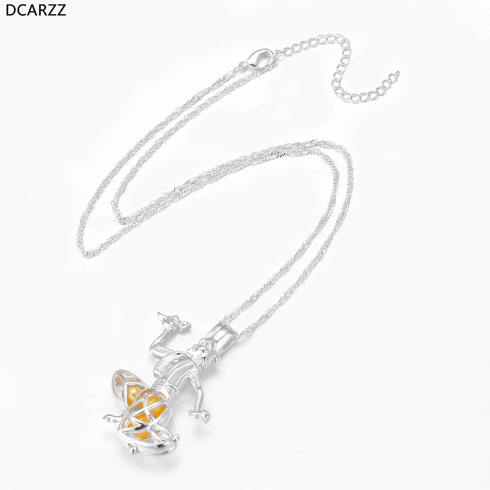 Ожерелье Aladdin в виде жемчужной клетки серебряный цвет лампа медальон подвеска