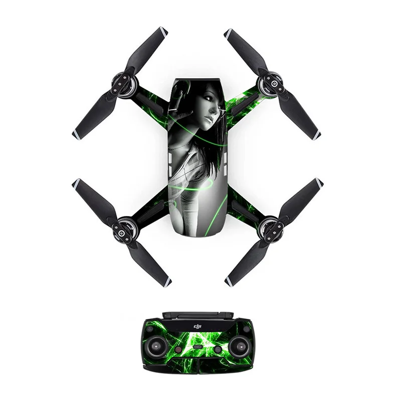 ПВХ наклейка из углеродного волокна для DJI Spark наклейки защитная кожа Наклейка s для дрона корпус пульта дистанционного управления и 3 батареи