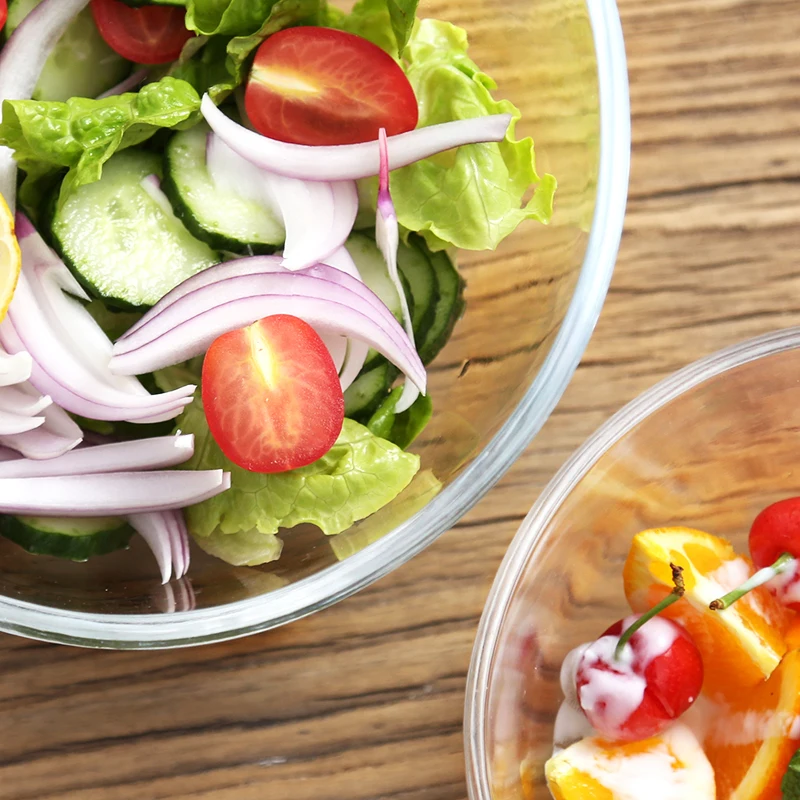 Упаковка из 2 шт салатная миска с прозрачной косой срез чаша прочного стекла