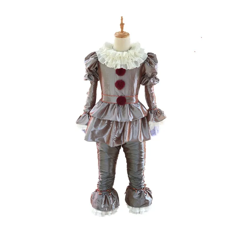 Silvery costume Стивен Кинг это пеннивайз маскарадные костюмы страшный костюм Джокера Необычные раздельные маски Хэллоуин вечерние маски клоуна для взрослых мужчин и женщин - Цвет: Silvery costume