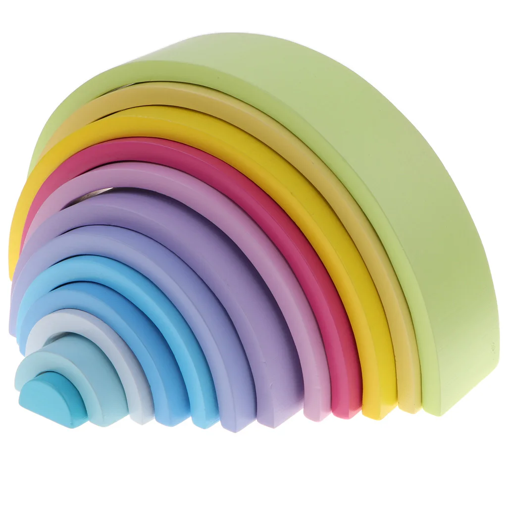 

Large Rainbow Stacker (12 Pieces), Wooden Rainbow Building Stacking Blocks, Educational Nesting Stacking Toy for Kids Toddlers