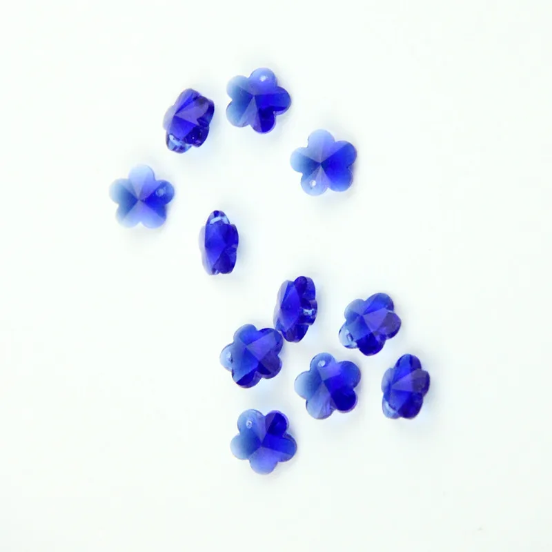 

Beauty Style 1000pcs 14mm Dark Blue Crystal Flower Glass Beads In One Hole Diy Christmas Tree Beads Door Curtain Pendant Beads