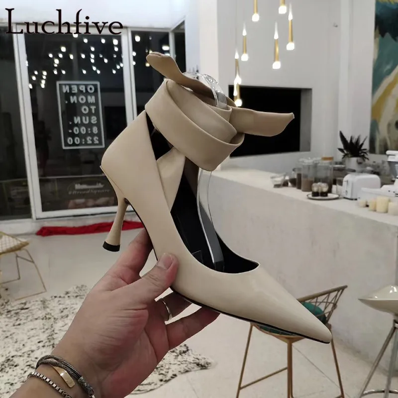 Sexy Thin High Heels Women Pumps Shoes Pointy Toe Red T-Show Shoes Woman Classic Lace Up Fahion Party Shoes Zapatos De Mujer