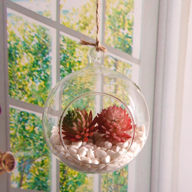 

18pcs/pack Diameter=12cm Middle Size Hanging Glass Globe Vase Home Decoration One Open Two Small Holes Terrarium Wedding Props