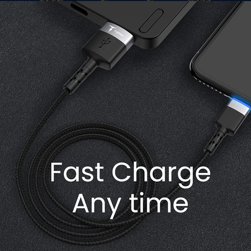 T-phox светодиодный кабель Micro USB 3A Быстрая зарядка и синхронизация данных для samsung huawei Xiaomi LG Andriod кабели для мобильных телефонов