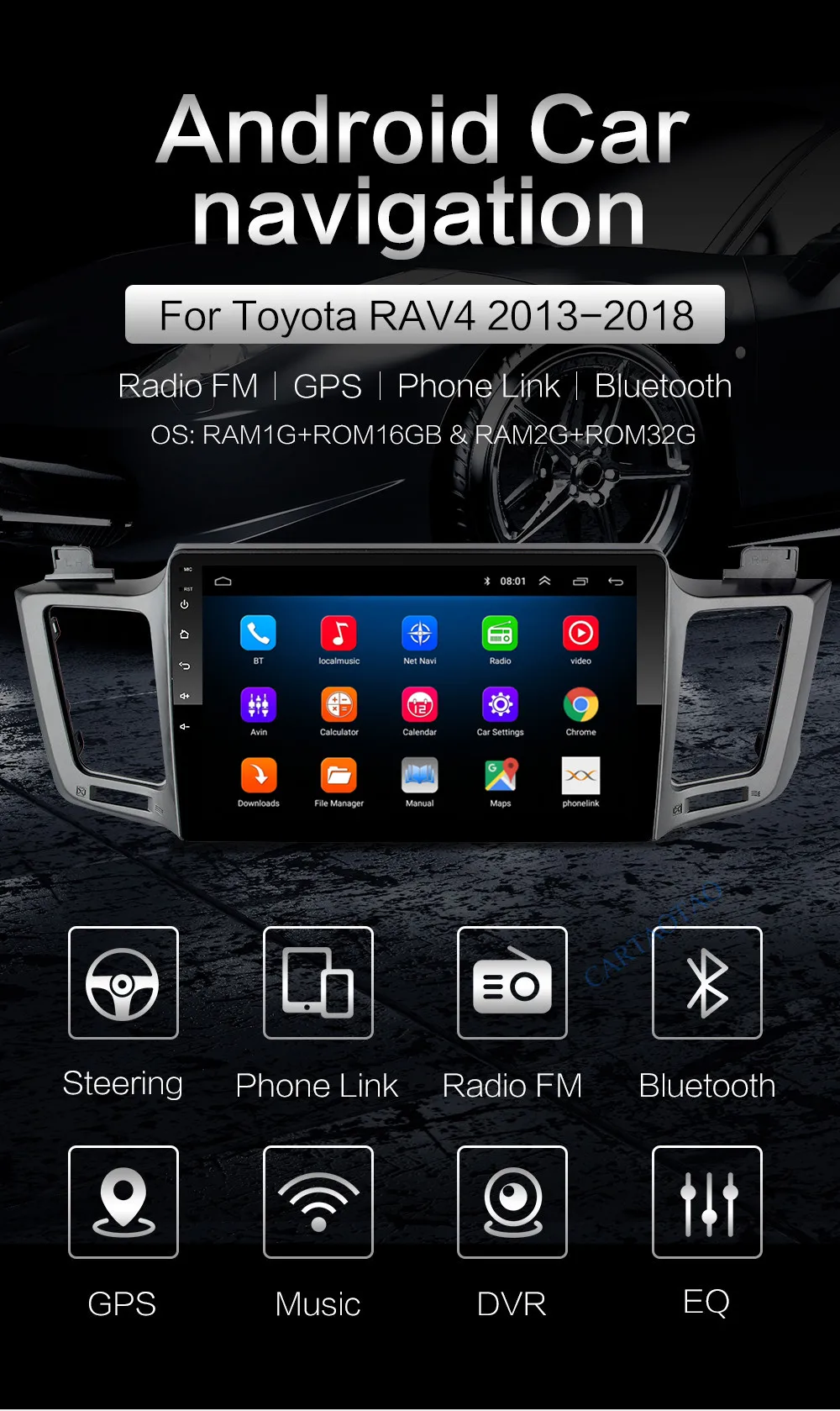 2 din Android 8,1 автомобильный dvd-плеер для Toyota RAV 4 2013 10," Автомобильный Радио Мультимедиа gps навигация wifi плеер