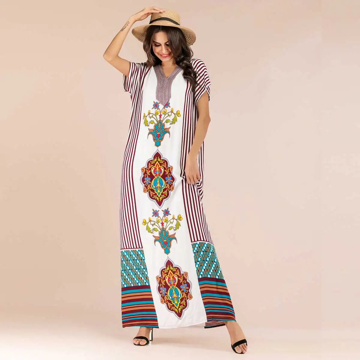 Летнее элегантное этническое Женское Платье макси с лентами в стиле пэчворк