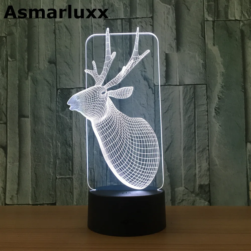 Олень 3D лампа USB светодиодный светильник домашний декор романтический дом