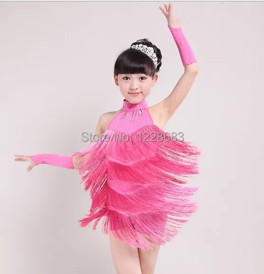 110cm-170cm Children Kids Fringe Ballroom Samba Dress Tango Dresses Dance For Girls | Тематическая одежда и униформа