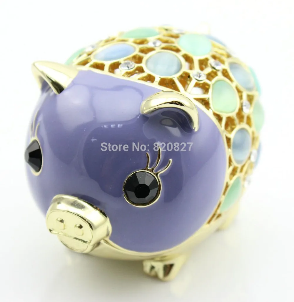 Свинья свинка шкатулка для драгоценностей с инкрустированными кристаллами