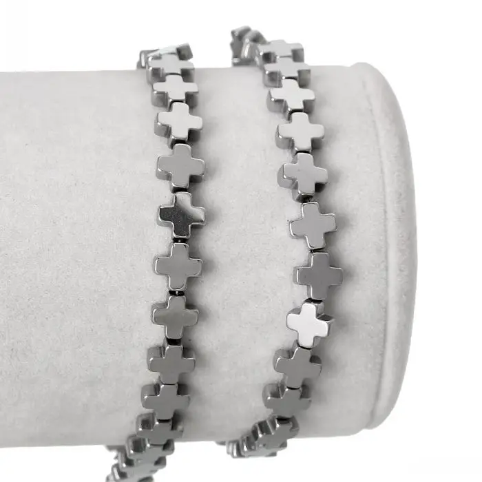 Бусины DoreenBeads из Натурального Гематита крест серебристого цвета около 6 мм x (2/8