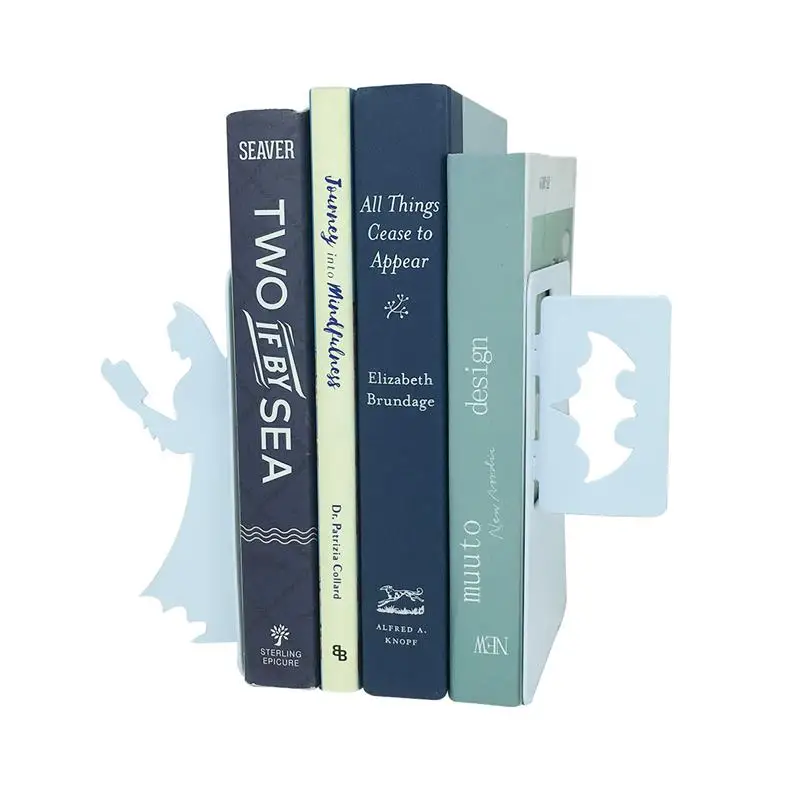 White Batmam железные подставки для книг Супермен Подставка для книг для студентов канцелярские принадлежности для дома и офиса металлические концы для книг книжный шкаф Органайзеры - Цвет: White