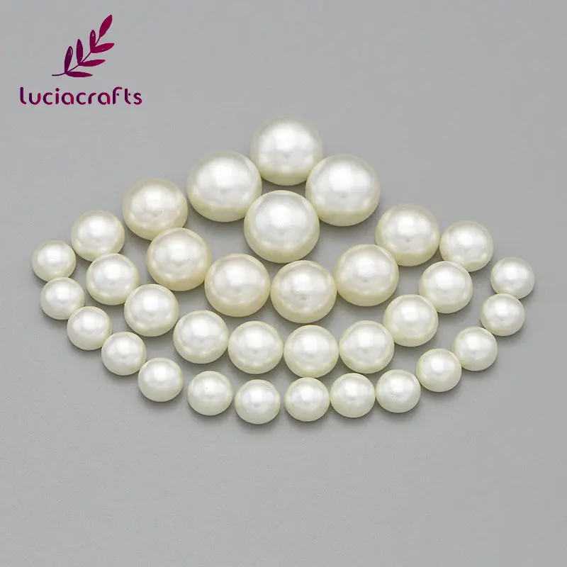 Lucia crafts 8 мм/10 мм/12 мм/14 мм цвет слоновой кости полукруглые бусины с плоской задней стороной имитация жемчуга DIY одежда аксессуары для дизайна ногтей E1201