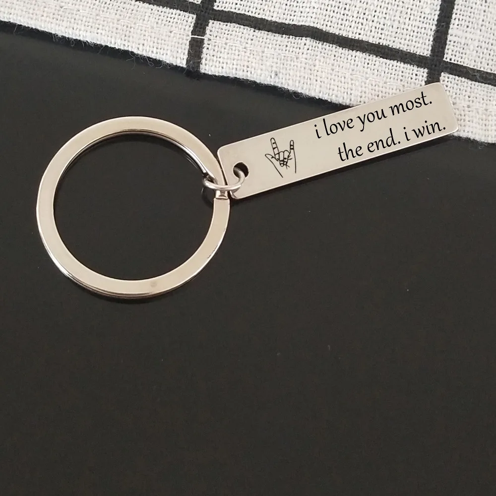 Lovers Keyring I Love You The End Win Custom engraved Keyfob Boyfriend/Girlfriend брелок подарит Вашему