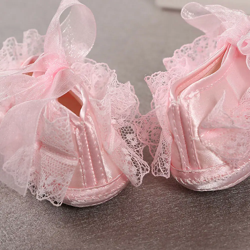 Милые мягкие балетные туфли для новорожденных девочек кружевные Нескользящие с