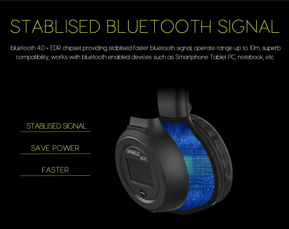 B570 Hi-Fi стерео Bluetooth наушники Беспроводная гарнитура с микрофоном FM радио Micro SD карта воспроизведения громкой связи вызов для телефона
