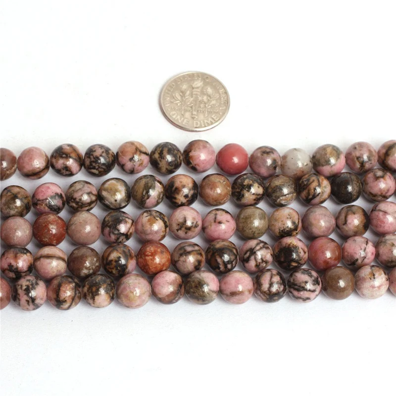 

4mm 6mm 8mm 10mm 12mm natural stone beads Round Gorgeous Rhodonite loose Beads For DIY Jewelry making Necklace Bracelet