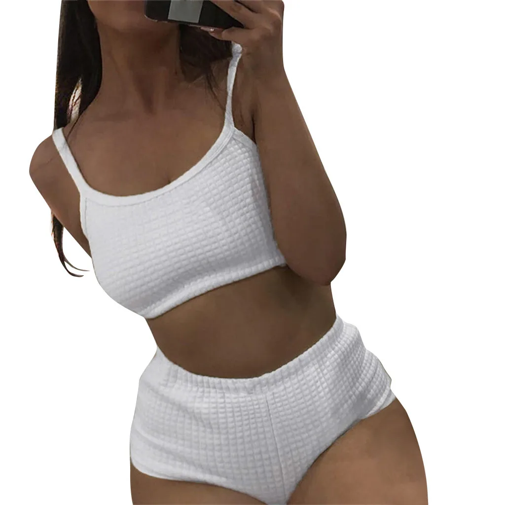 

Women's slim navel vest shorts split two-piece suit Sexy Set Summer Casual Tube 2019 Top 2Pcs Set Outfits Short Sports Sets 6.4