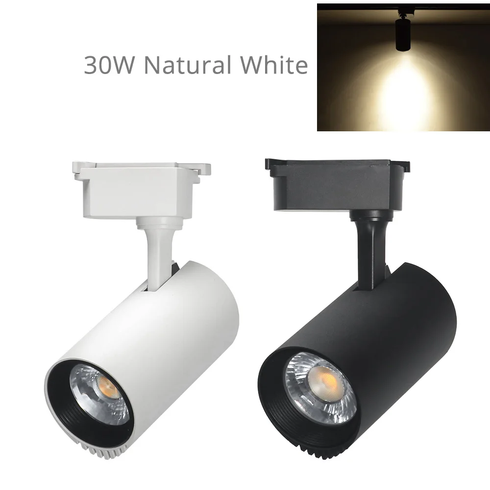 30W Natural White 10 Вт 20 Вт 30 Вт Светодиодный светильник на рельсах Точечный светильник s COB трековая Лампа система точечные потолочные светильники для гостиной ночной Светильник ing светильники - Испускаемый цвет: 30W Natural White