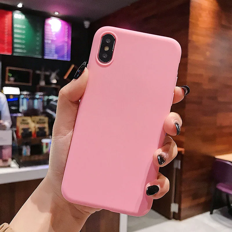 Мягкий силиконовый чехол для iPhone 7 6 6S 8 Plus 5 5S X 10 XR XS Max 6Plus 6splus 7 Plus 8 Plus милый конфетный цвет, матовый чехол