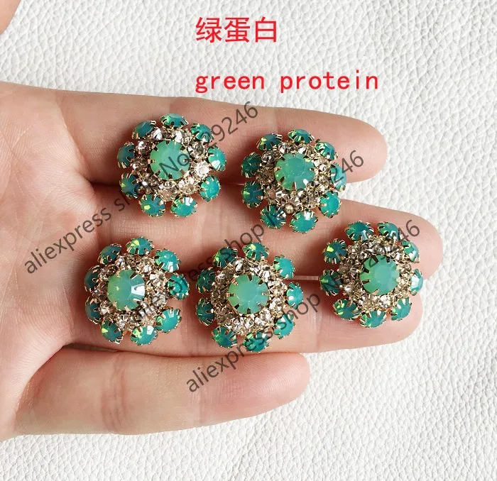 2 шт./лот 23 мм светло желтые зеленые белковые кристаллы со стразами золотые