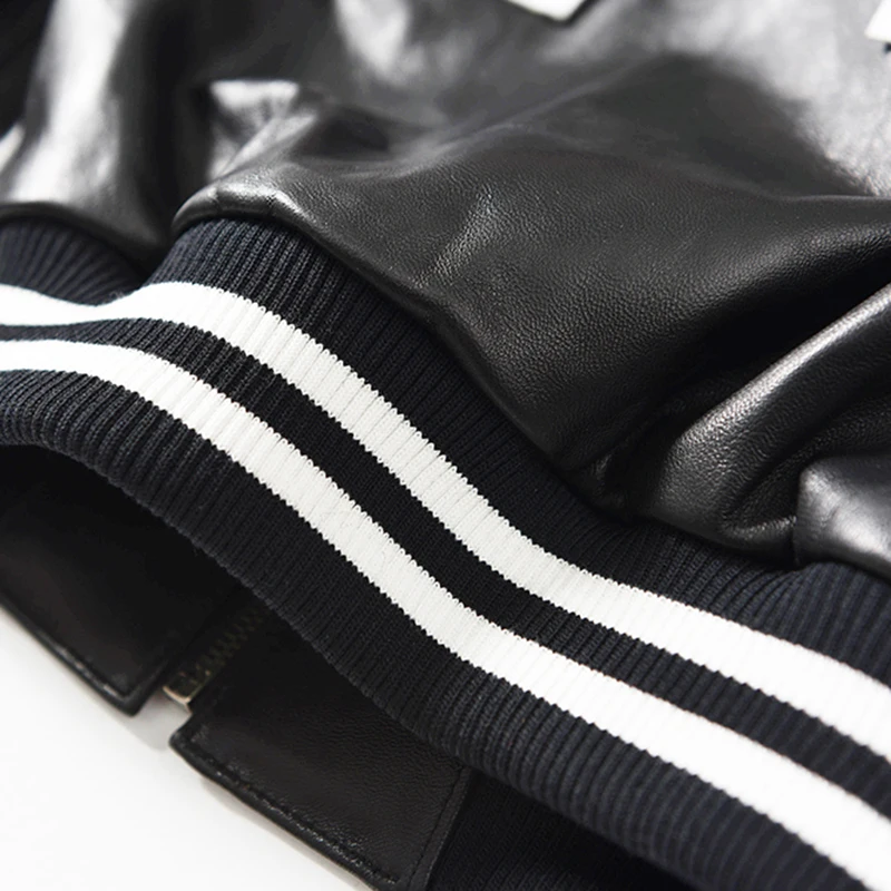 Women Genuine Leather Coats Sheepskin Autumn Real Leather Aviator Bomber Jackets Slim Zipper Ladies Lambskin Outerwear Female