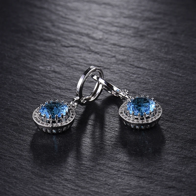 Женская серебряная Сережка BUDONG с синим цирконием XUE040|womens dangle earrings|dangle drop earingsdangle
