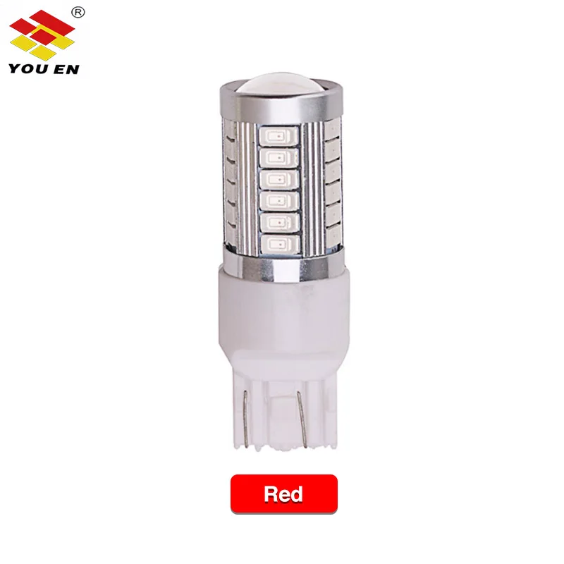 YOUEN T20 7440 W21W 7443 W21/5 W 5630 5730 SMD 12V 2,76 W 8000K белый красный желтый Автомобильный задний светодиодный светильник - Испускаемый цвет: Red